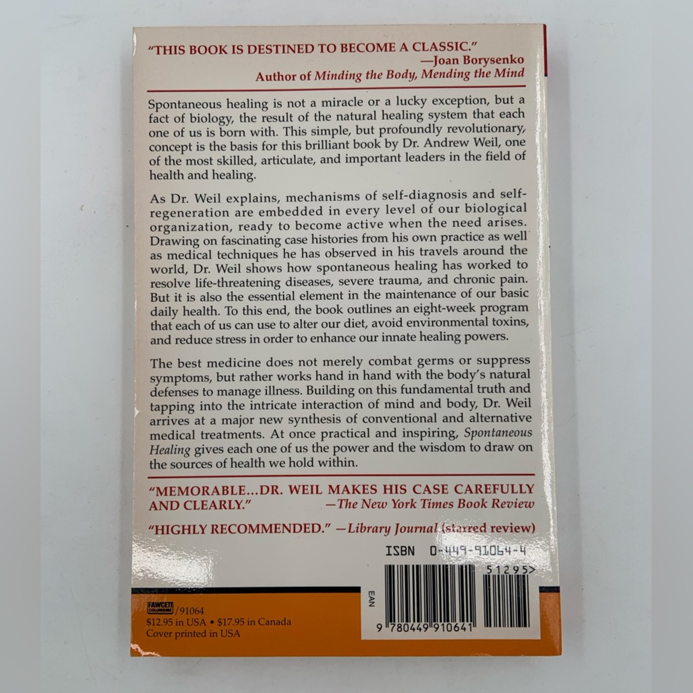 🌹New List🌹NWT Spontaneous Healing - book by Andrew Weil, M.D. -#1 NYT Bestseller - Picture 3 of 3
